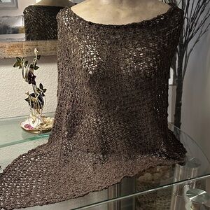 Elegant Brown Knit Poncho